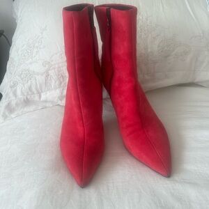 Rag & Bone Red Heeled Suede Boots